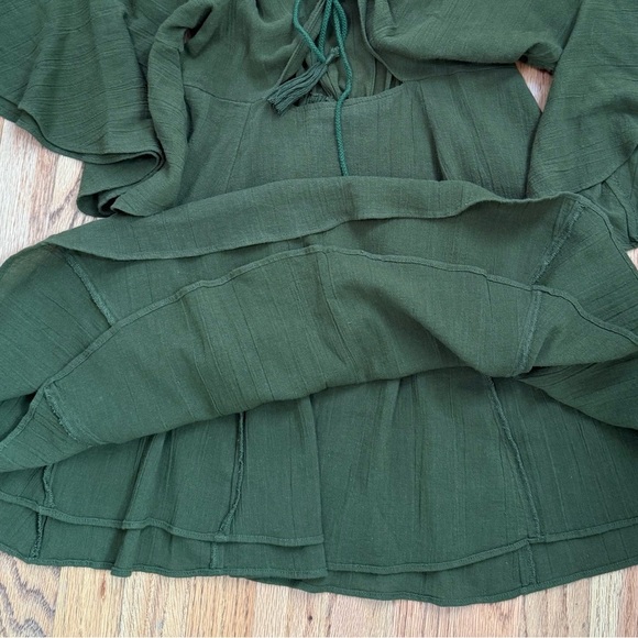 Free people flutter sleeves olive green dress size M - Picture 9 of 9